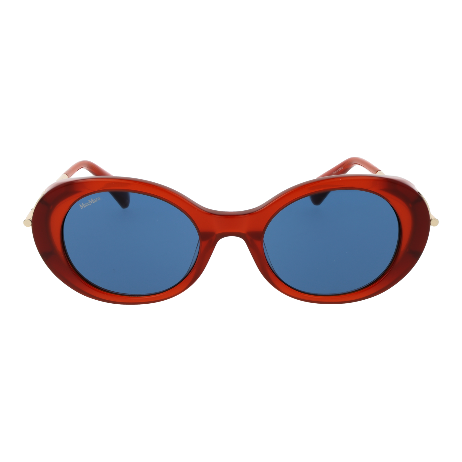 Max Mara Sonnenbrille MM0080 5168V – Frontansicht mit Azetat Rahmen und Blau Gläsern