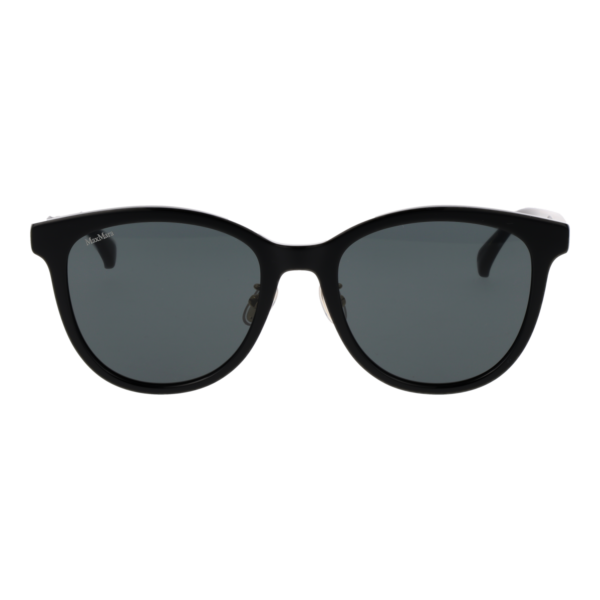 Max Mara Sonnenbrille MM0107-K 5501A – Frontansicht mit Azetat Rahmen und Schwarz Gläsern
