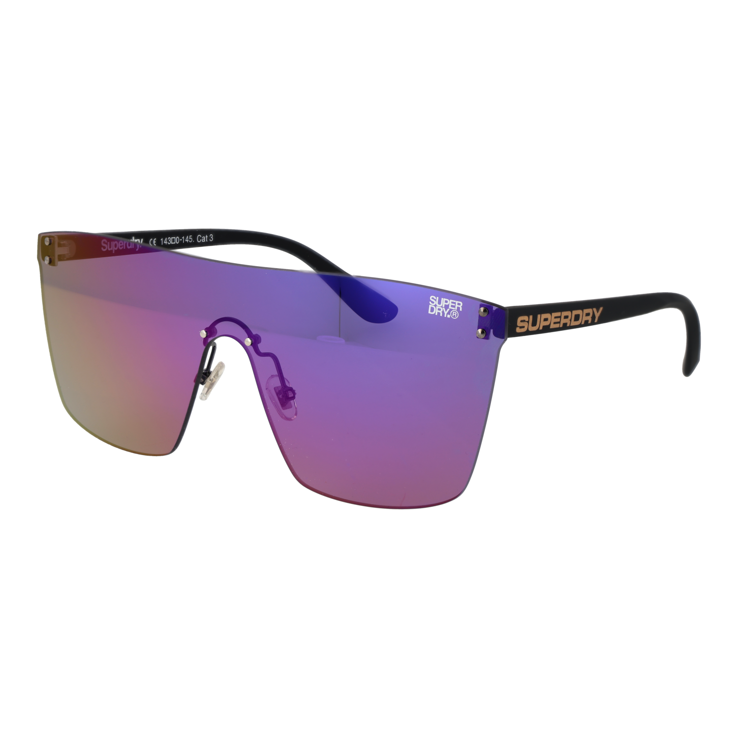 Superdry Monoscheibe Sonnenbrille SDS Supersynth 14127 in Schwarz – 45° Seitenansicht