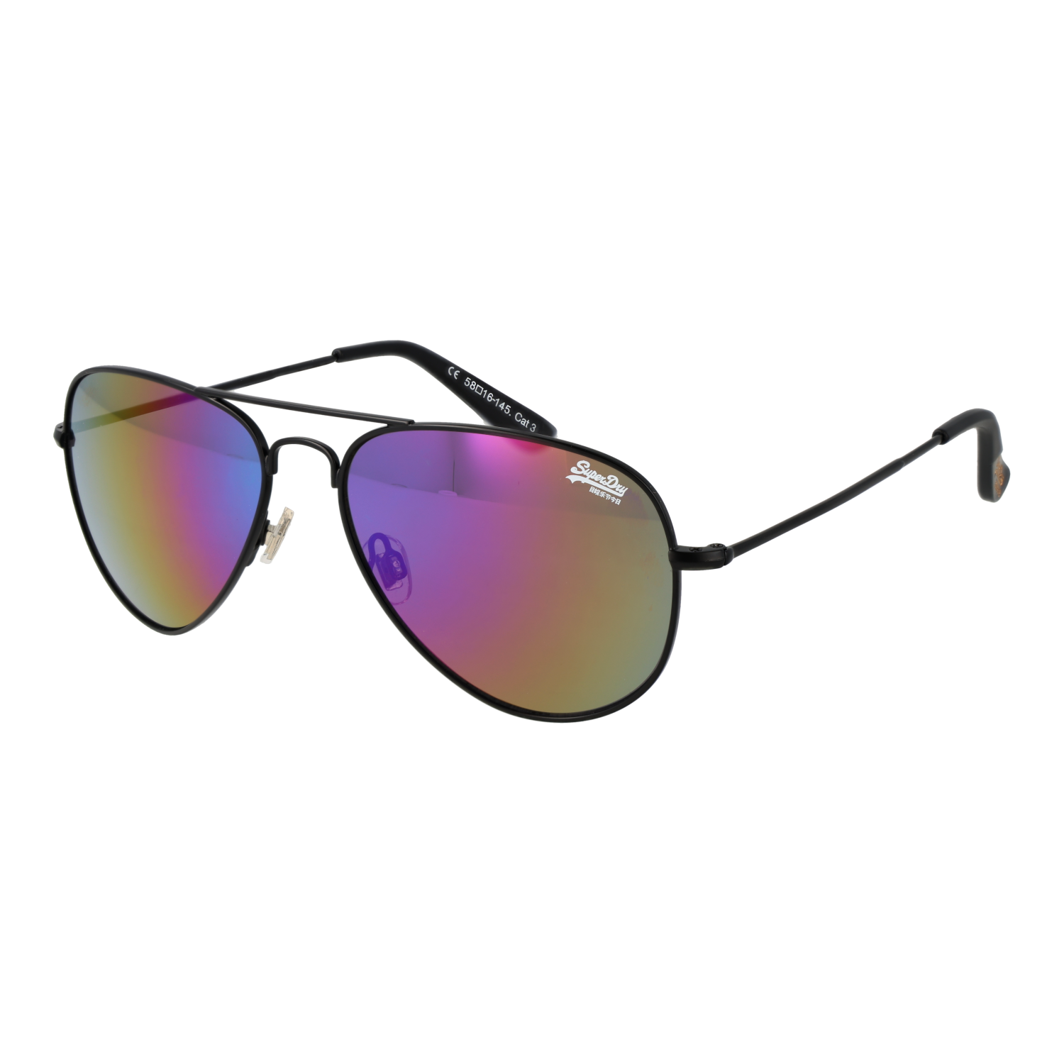 Superdry Pilotenbrille Sonnenbrille SDS Heritage 58027 in Schwarz – 45° Seitenansicht