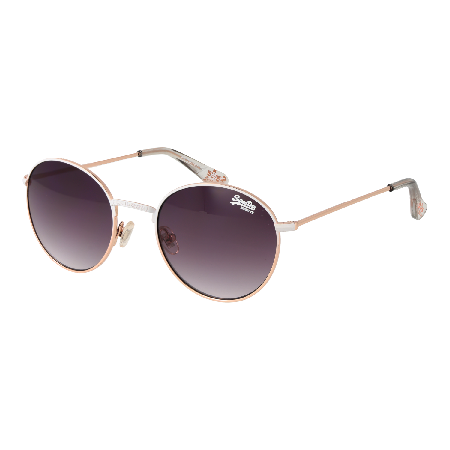 Superdry Rund Sonnenbrille SDS Enso 49017 in Weiß – 45° Seitenansicht