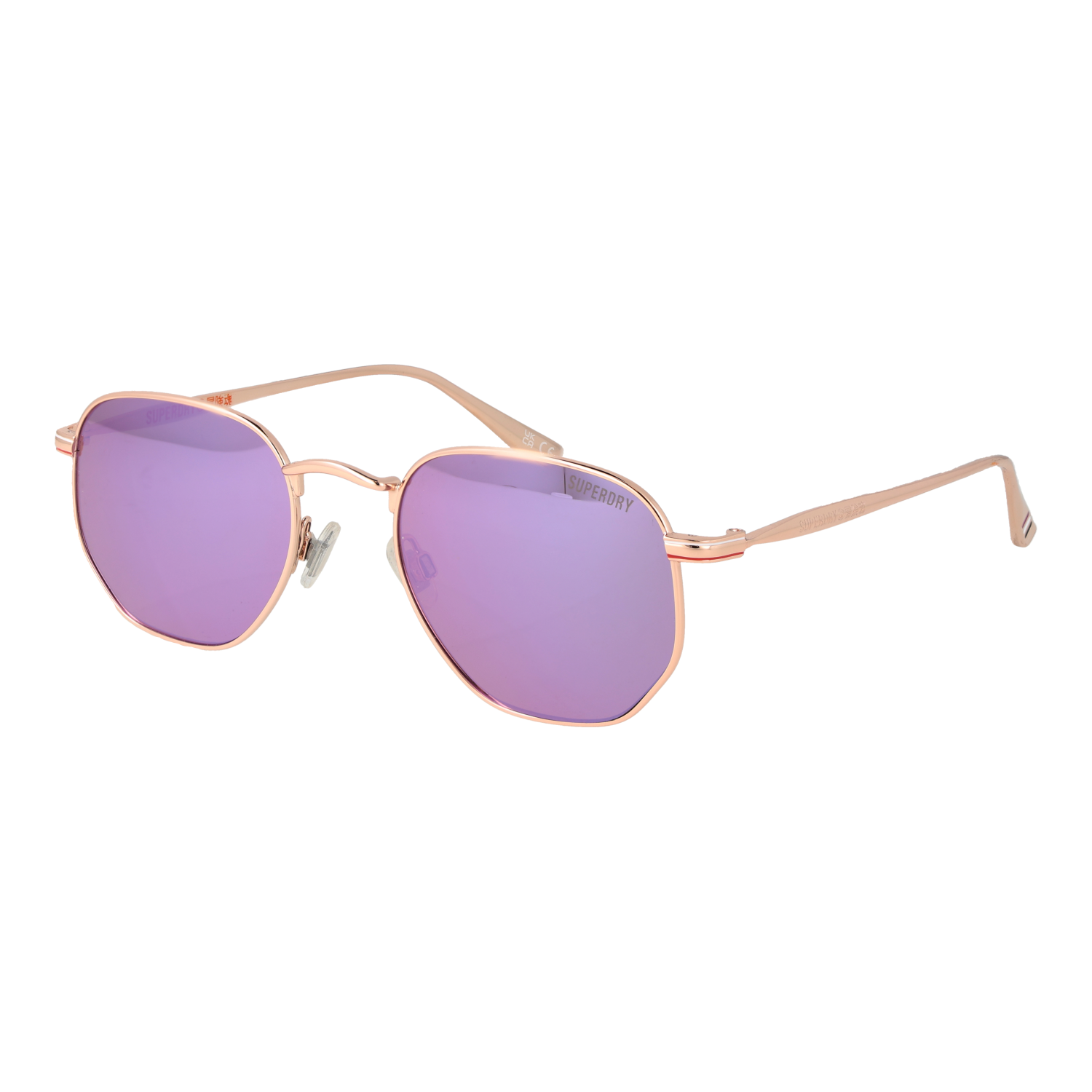 Superdry Geometric Sonnenbrille SDS Studiocrew 51272 in Rosé Gold – 45° Seitenansicht