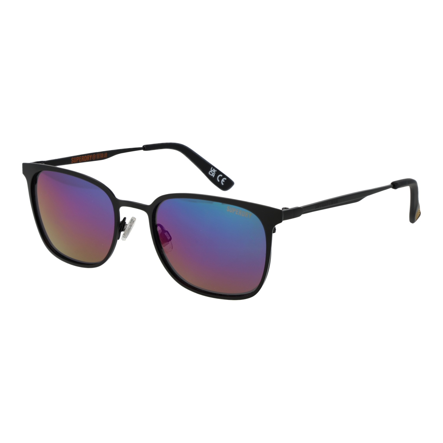 Superdry Quadrat Sonnenbrille SDS Vintageduo 53027 in Schwarz – 45° Seitenansicht