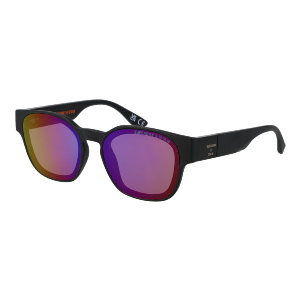 Superdry Quadrat Sonnenbrille SDS Xmono 53127 in Schwarz – 45° Seitenansicht