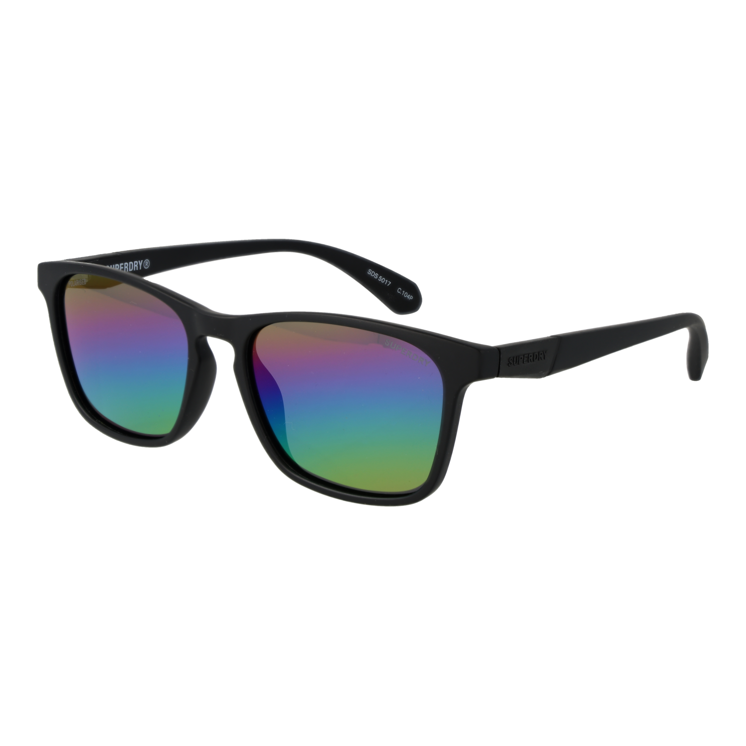 Superdry Rechteck Sonnenbrille SDS 5017 53104P in Schwarz – 45° Seitenansicht