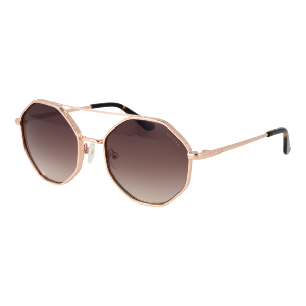 Guess Sonnenbrille GU7636 5533F – 45° Seitenansicht Guess Rund Sonnenbrille GU7636 5533F in Rosé Gold – 45° Seitenansicht