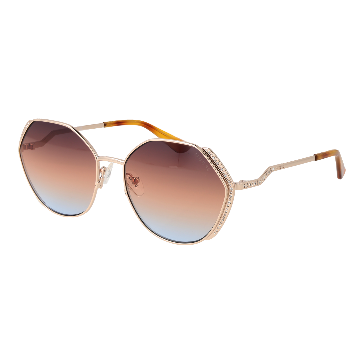 Guess Rund Sonnenbrille GU7842-S 5833F in Gold – 45° Seitenansicht