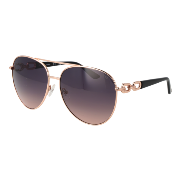 Guess Sonnenbrille GU00158 6128B – 45° Seitenansicht Guess Pilotenbrille Sonnenbrille GU00158 6128B in Rosé Gold – 45° Seitenansicht