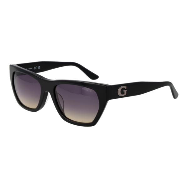 Guess Sonnenbrille GU00203-H 5601B – 45° Seitenansicht Guess Rechteck Sonnenbrille GU00203-H 5601B in Schwarz – 45° Seitenansicht