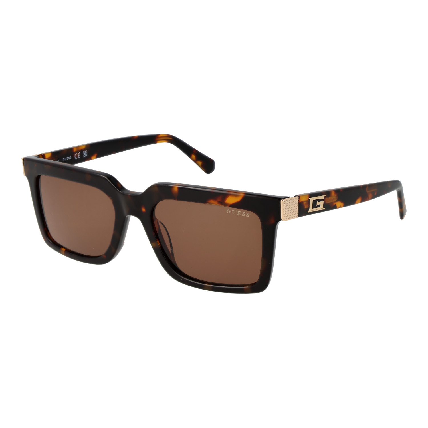 Guess Rechteck Sonnenbrille GU00213 5552E in Braun – 45° Seitenansicht