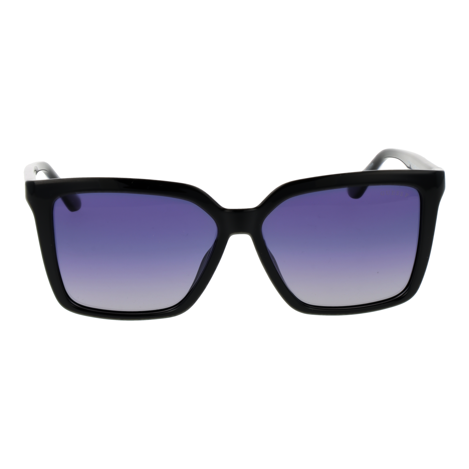 Guess Sonnenbrille GU00099 5501D – Frontansicht mit Kunststoff Rahmen und Lila Gläsern