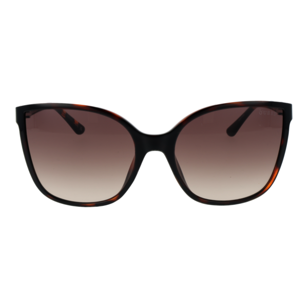 Guess Sonnenbrille GU00144 6052F – Frontansicht mit Azetat Rahmen und Braun Gläsern