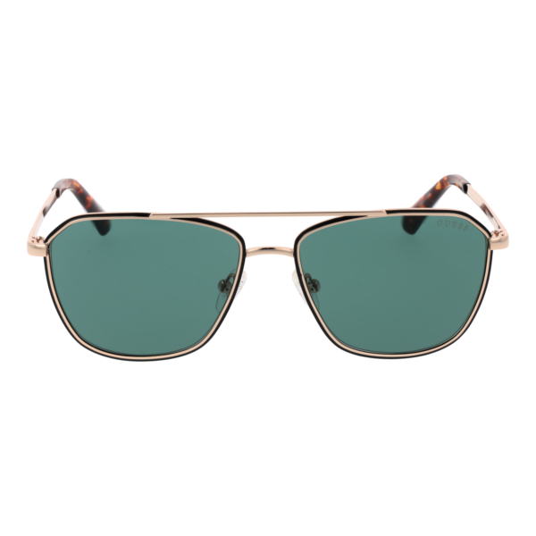 Guess Sonnenbrille GU00147 5633N – Frontansicht mit Metall Rahmen und Grün Gläsern