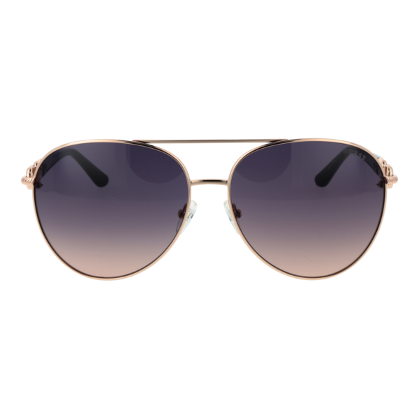 Guess Sonnenbrille GU00158 6128B – Frontansicht mit Metall Rahmen und Grau Gläsern