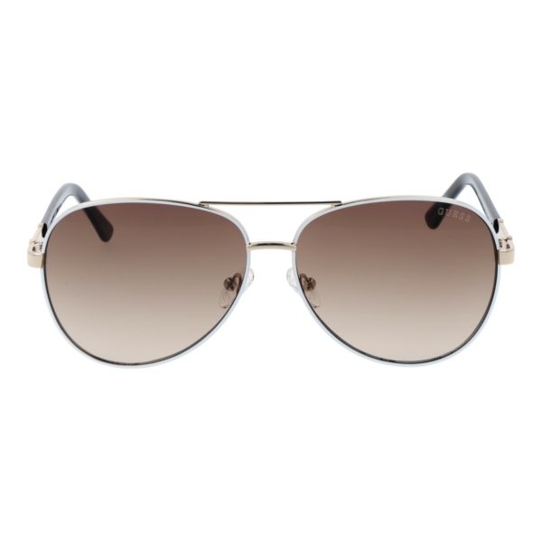 Guess Sonnenbrille GU00173 6021F – Frontansicht mit Metall Rahmen und Braun Gläsern