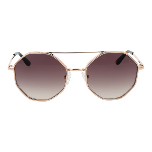 Guess Sonnenbrille GU7636 5533F – Frontansicht mit Metall Rahmen und Braun Gläsern