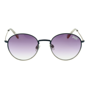 Superdry Sonnenbrille SDS Enso 49002 – Frontansicht mit Metall Rahmen und Lila Gläsern