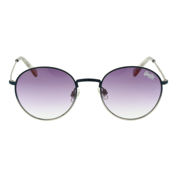 Superdry Sonnenbrille SDS Enso 49002 – Frontansicht mit Metall Rahmen und Lila Gläsern