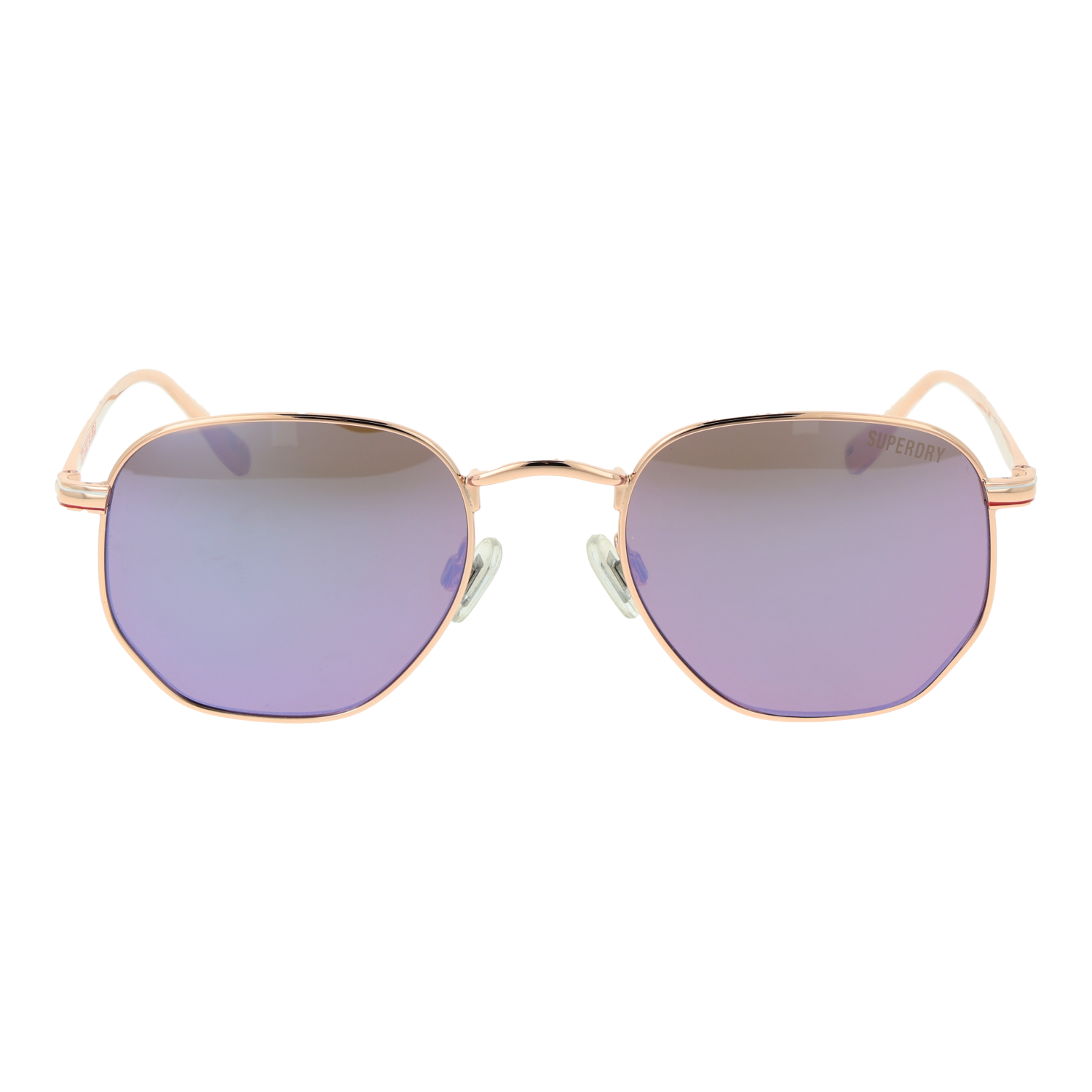 Superdry Sonnenbrille SDS Studiocrew 51272 – Frontansicht mit Metall Rahmen und Rosa Gläsern