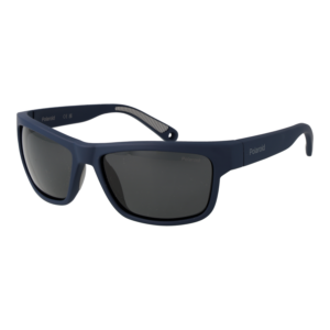 Polaroid Vollrand Sonnenbrille PLD 7031/S 59FLLM9 in Blau – 45° Seitenansicht