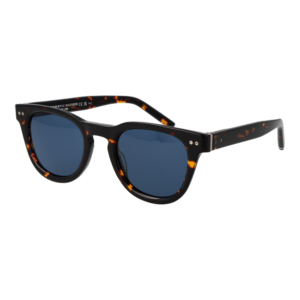 Tommy Hilfiger Panto Sonnenbrille TH 86/S 49086KU in Schwarz – 45° Seitenansicht