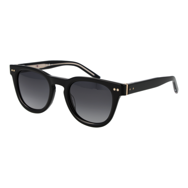 Tommy Hilfiger Panto Sonnenbrille TH 86/S 498079O in Schwarz – 45° Seitenansicht