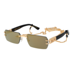 Dsquared2 Rechteck Sonnenbrille D2 0189/S/SE 57000JO in Gold – 45° Seitenansicht