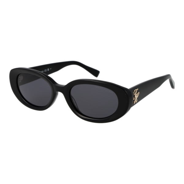 Tommy Hilfiger Oval Sonnenbrille TH 2344/S 52807IR in Schwarz – 45° Seitenansicht