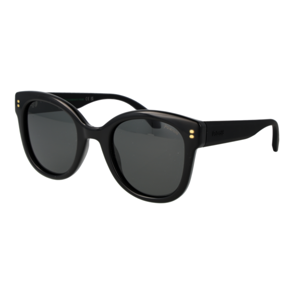 Polaroid Rund Sonnenbrille PLD 6248/S/X 50807M9 in Schwarz – 45° Seitenansicht