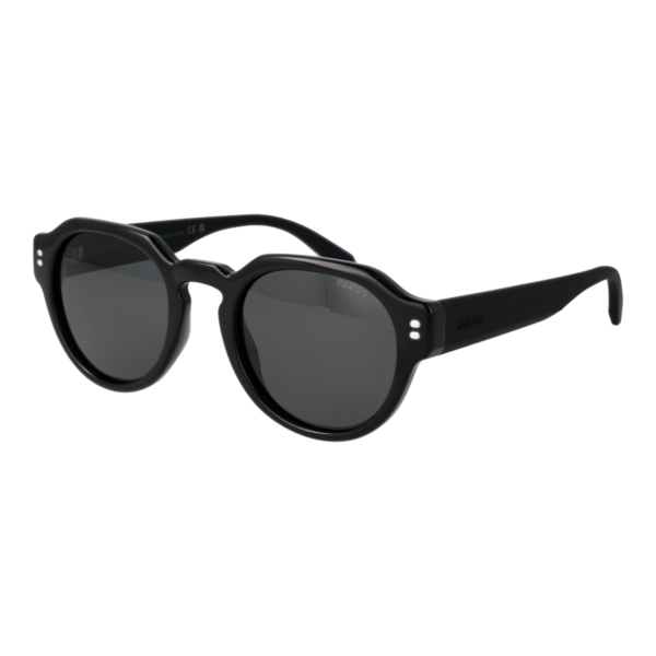 Polaroid Rund Sonnenbrille PLD 6249/S/X 50807M9 in Schwarz – 45° Seitenansicht