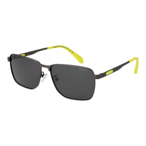Polaroid Rechteck Sonnenbrille PLD 2171/G/S/X 58R80M9 in Gunmetal – 45° Seitenansicht
