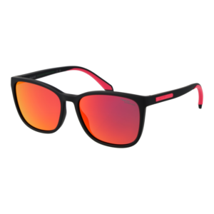Polaroid Quadrat Sonnenbrille PLD 2169/S/X 56BLXBG in Schwarz – 45° Seitenansicht