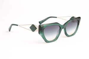 Ana Hickmann Katzenaugen Sonnenbrille HI9218 54T01 in Grün – 45° Seitenansicht