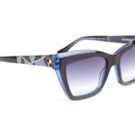 Ana Hickmann Sonnenbrille AH9428 54H01 in Blau – 45° Seitenansicht