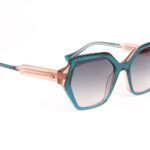 Ana Hickmann Geometric Sonnenbrille HI9223 53H01 in Türkis – 45° Seitenansicht