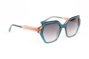Ana Hickmann Geometric Sonnenbrille HI9223 53H01 in Türkis – 45° Seitenansicht
