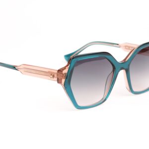 Ana Hickmann Geometric Sonnenbrille HI9223 53H01 in Türkis – 45° Seitenansicht