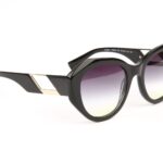 Ana Hickmann Schmetterling Sonnenbrille HI9225 53A01 in Schwarz – 45° Seitenansicht