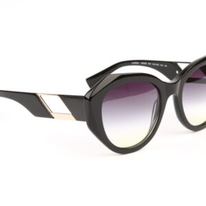 Ana Hickmann Schmetterling Sonnenbrille HI9225 53A01 in Schwarz – 45° Seitenansicht