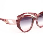 Ana Hickmann Schmetterling Sonnenbrille HI9225 53G22 in Burgunder – 45° Seitenansicht