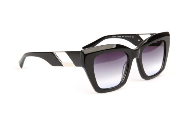 Ana Hickmann Katzenaugen Sonnenbrille HI9226 52A01 in Schwarz – 45° Seitenansicht