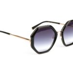 Ana Hickmann Rechteck Sonnenbrille AH3292 53A01 in Schwarz – 45° Seitenansicht
