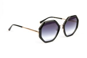 Ana Hickmann Rechteck Sonnenbrille AH3292 53A01 in Schwarz – 45° Seitenansicht