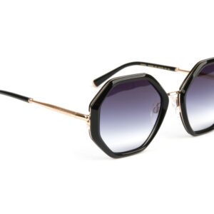 Ana Hickmann Rechteck Sonnenbrille AH3292 53A01 in Schwarz – 45° Seitenansicht