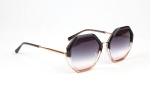 Ana Hickmann Rechteck Sonnenbrille AH3292 53C01 in Grau – 45° Seitenansicht