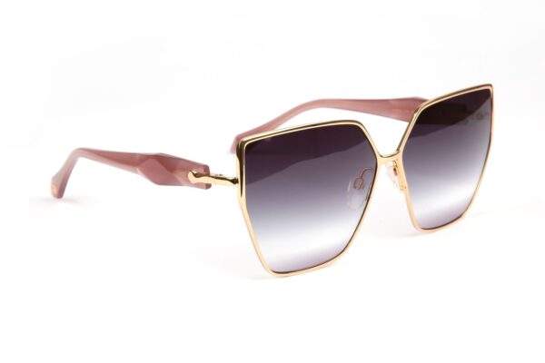 Ana Hickmann Rechteck Sonnenbrille AH3293 6305A in Gold – 45° Seitenansicht
