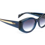 Ana Hickmann Katzenaugen Sonnenbrille AH9445 53H01 in Blau – 45° Seitenansicht