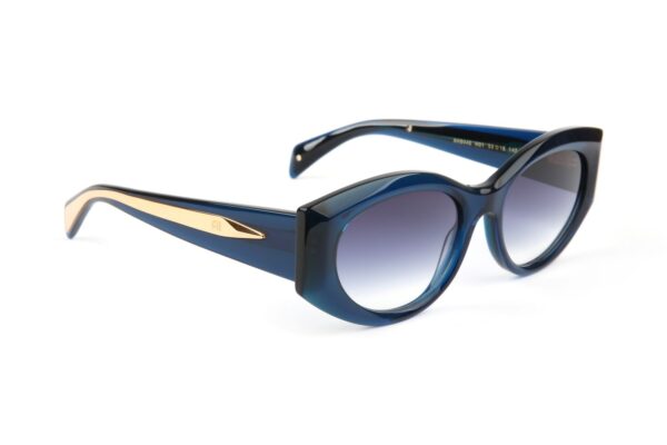 Ana Hickmann Katzenaugen Sonnenbrille AH9445 53H01 in Blau – 45° Seitenansicht