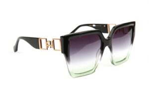 Ana Hickmann Quadrat Sonnenbrille AH9450 56C02 in Grau – 45° Seitenansicht