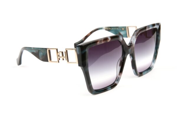 Ana Hickmann Quadrat Sonnenbrille AH9450 56G21 in Blau – 45° Seitenansicht